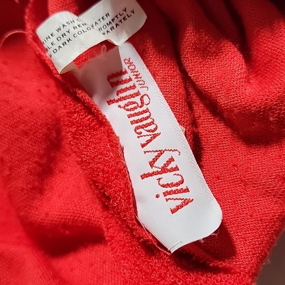 Vintage Vicky Vaughn Strapless Mini Dress Terrycloth Elastic Boho Red Rainbow M - Picture 11 of 14